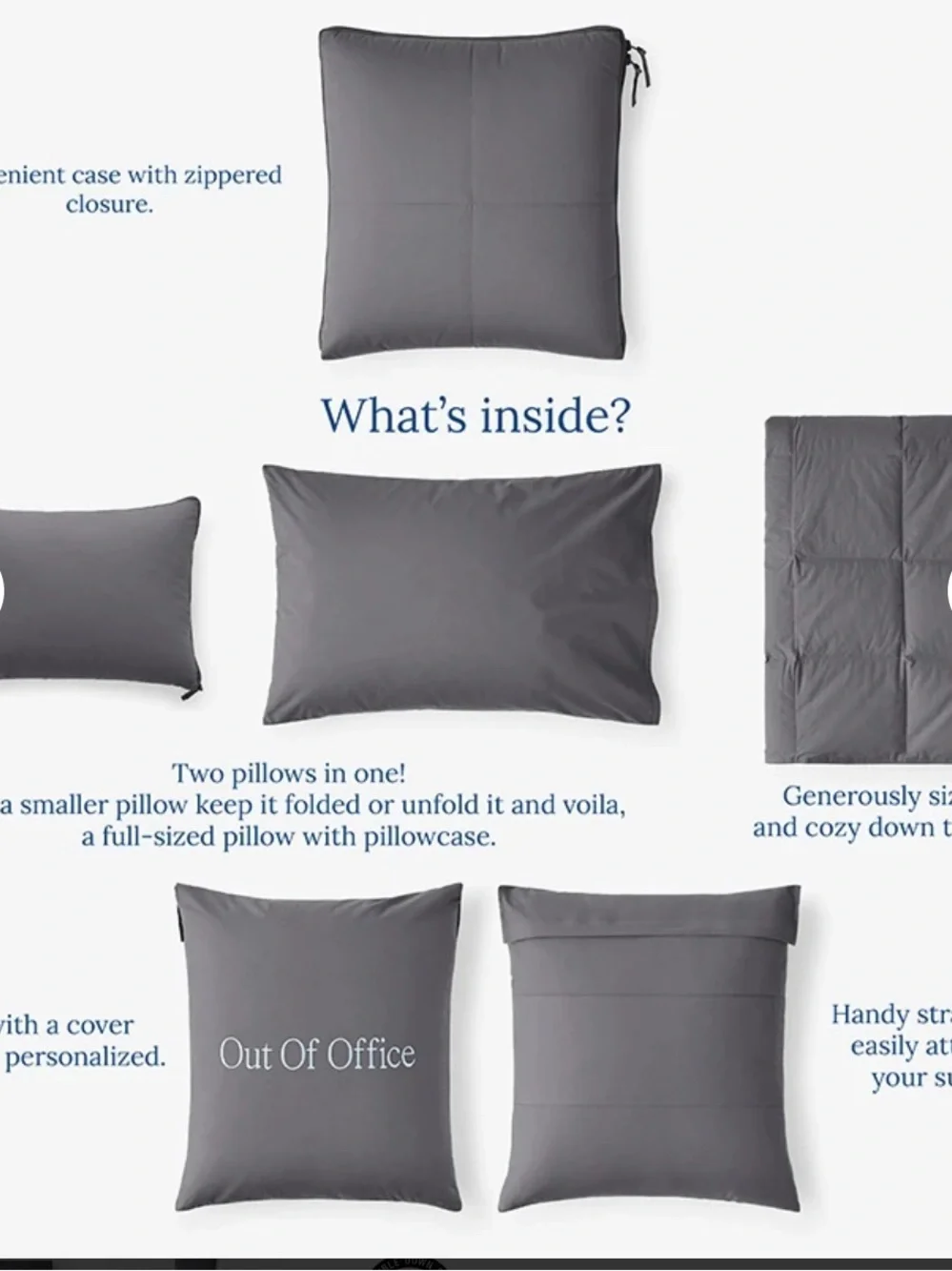 The Company Store Lacrosse Travel Gray Pillow and Throw Set NWT